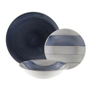 Geschirr-Set Versa Leanne Dunkelblau Steingut 26,5 x 26,5 cm 18 Stü...