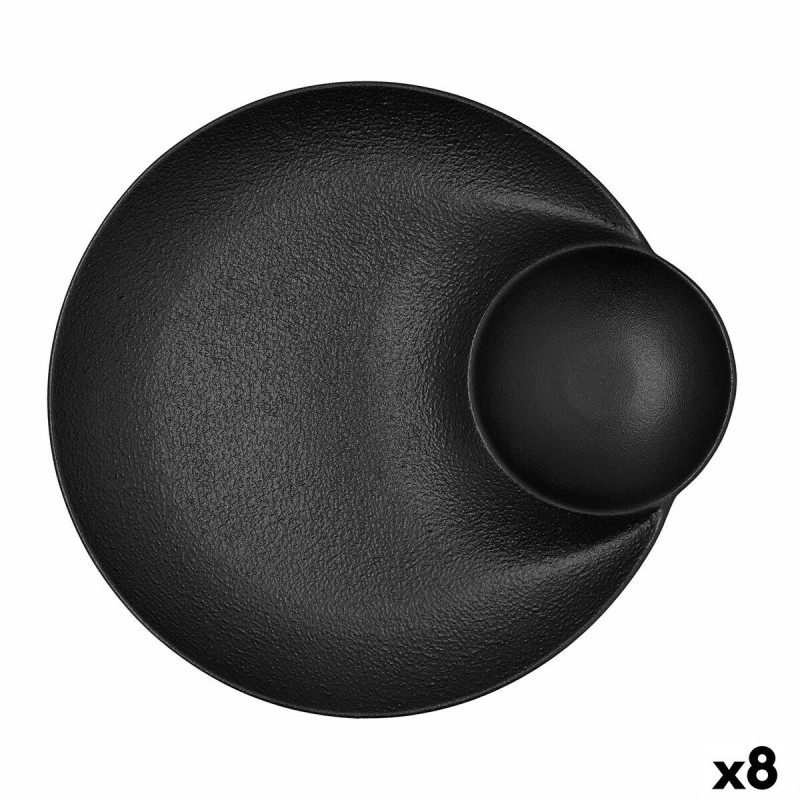 Deep Plate Bidasoa Fosil Black Ceramic 27,5 x 25,7 x 3,6 cm (8 Unit...