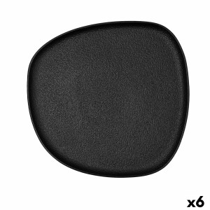 Flacher Teller Bidasoa Fosil Schwarz aus Keramik karriert 26,3 x 25...