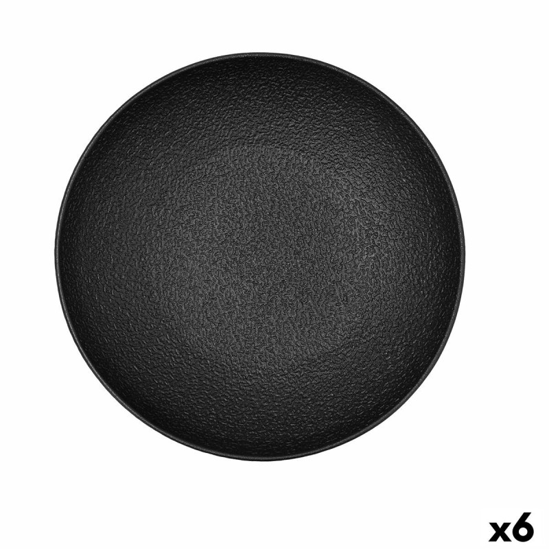 Salad Bowl Bidasoa Fosil Black Ceramic 25,4 x 25,4 x 5,2 cm (6 Unit...