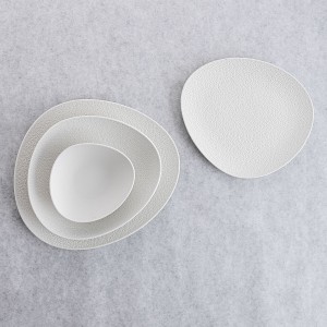 Flacher Teller Bidasoa Fosil Weiß aus Keramik Oval 22,8 x 20,1 x 2,...