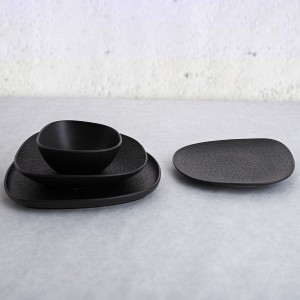 Tablett für Snacks Bidasoa Fosil Schwarz aus Keramik Tonerde 34 x 2...