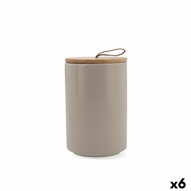 Jar Quid Ozon Beige Ceramic 10,4 x 16 cm (6 Units) |  Lunch boxes, ...