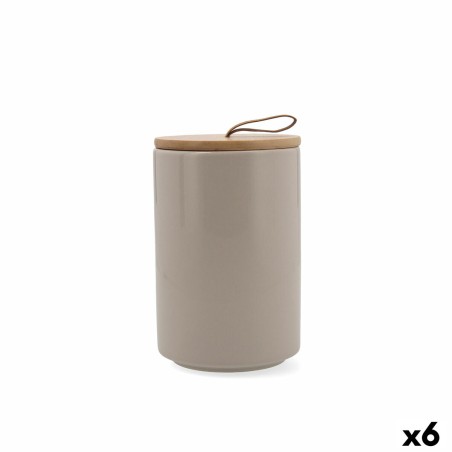 Jar Quid Ozon Beige Ceramic 10,4 x 16 cm (6 Units) |  Lunch boxes, ...