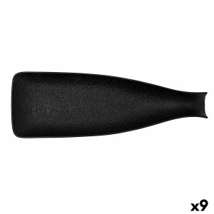 Tablett für Snacks Bidasoa Fosil Schwarz aus Keramik Tonerde Flasch...