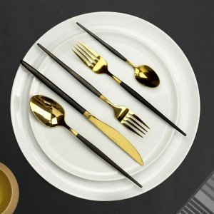 Messerset Amefa Soprano Schwarz Gold Metall Edelstahl 12 Stück |  M...