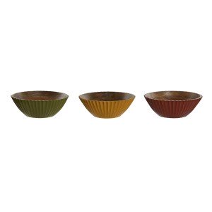 Salatschüssel Home ESPRIT Gelb grün Koralle Mango-Holz 30 x 30 x 12...