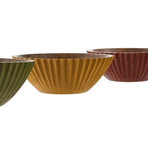 Salatschüssel Home ESPRIT Gelb grün Koralle Mango-Holz 30 x 30 x 12...