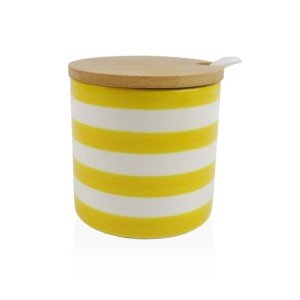 Zuckerdose Versa Gelb aus Keramik Dolomite 8 x 8 x 8 cm Streifen ru...
