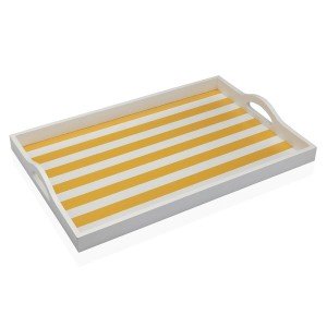 Tray Versa Yellow MDF Wood 30 x 5 x 45 cm Stripes |  Plates, platte...