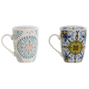 Filtertasse für Teeaufgüsse Home ESPRIT Blau Weiß türkis Mediterran...