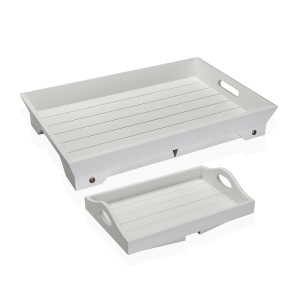 Set of trays Versa White MDF Wood 32 x 24 x 48 cm |  Plates, platte...