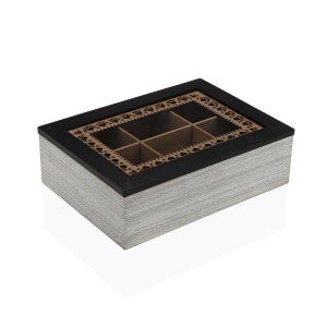 Teebox Versa Schwarz Holz MDF 18 x 7,5 x 24 cm |  Weiteres Zubehör ...