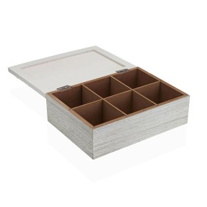 Teebox Versa Weiß Holz MDF 18 x 7,5 x 24 cm Blomster |  Weiteres Zu...