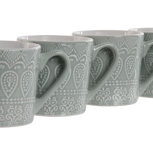 Ensemble de 4 mugs Home ESPRIT Vert Grès 360 ml 9,5 x 13 x 9,2 cm M...