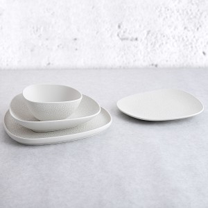 Flat Plate Bidasoa Fosil White Ceramic 26,3 x 25,5 x 2,4 cm (6 Unit...