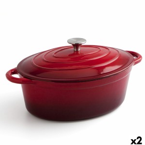 Casserole with lid Bidasoa Fierro Red 4,3 L 30 x 23 cm (2 Units) | ...