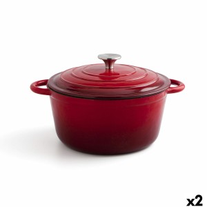 Casserole with lid Bidasoa Fierro Red Ø 24 cm 3,7 L (2 Units) |  Pa...