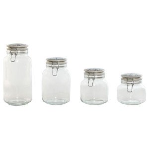 Set mit 4 Kanistern Home ESPRIT Blau Weiß Metall Silikon Kristall S...