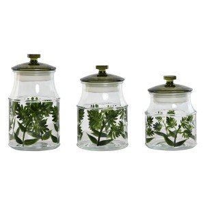 Set mit 3 Kanistern Home ESPRIT grün Kristall 1,2 L 3 Stücke |  Bro...