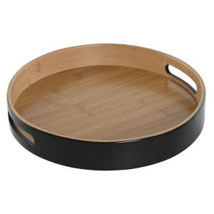 Snack tray Home ESPRIT Black Natural Modern 30 x 30 x 5 cm |  Plate...