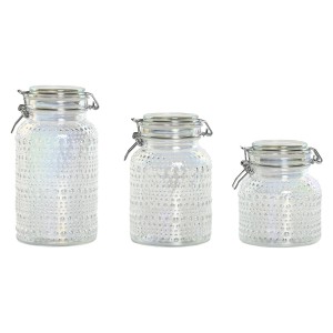 Set mit 3 Kanistern Home ESPRIT Durchsichtig Metall Kristall 1,2 L ...