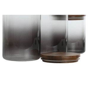 Set mit 3 Kanistern Home ESPRIT Grau natürlich Akazienholz Borosili...