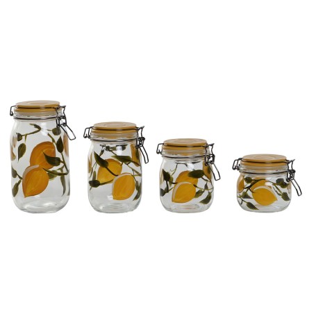 Set de 4 Boites Home ESPRIT Jaune Verre Fer 1,5 L 4 Pièces |  Boîte...