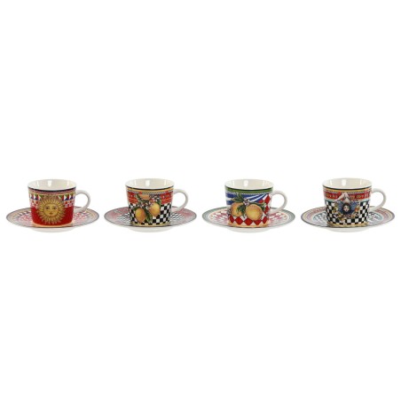 Lot de tasses avec soucoupes Home ESPRIT Jaune Rouge Porcelaine 12,...