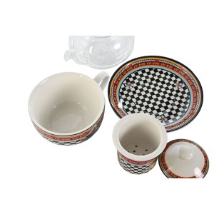 Théière Home ESPRIT Jaune Rouge Verre Porcelaine 1 L (4 Unités) |  ...