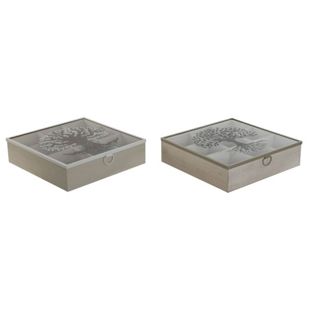 Box for Infusions Home ESPRIT Brown Beige Metal Crystal MDF Wood 24...
