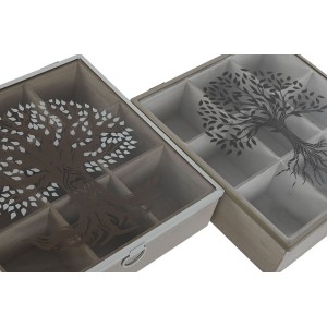Box for Infusions Home ESPRIT Brown Beige Metal Crystal MDF Wood 24...