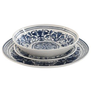 Tableware Home ESPRIT Blue White Porcelain Arab 27 x 27 x 2 cm 18 P...