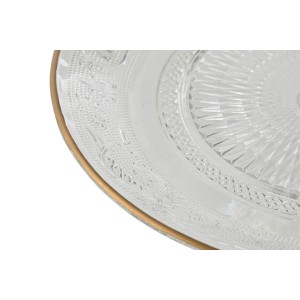 Flacher Teller Home ESPRIT Durchsichtig Gold Kristall 23 x 23 x 8 c...