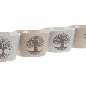 Schüssel Home ESPRIT Weiß Beige Steingut 570 ml 13 x 13 x 8 cm (4 S...