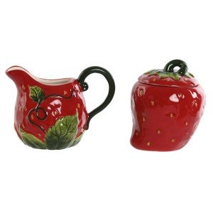 Milk jug and sugar bowl Home ESPRIT Red Stoneware 15 x 10 x 11 cm 2...