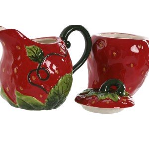 Milchkännchen und Zuckerdose Home ESPRIT Rot Steingut 15 x 10 x 11 ...