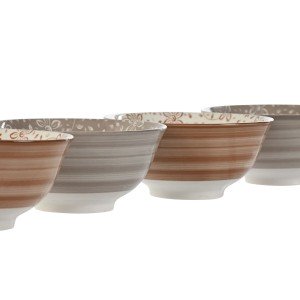Set de Bols Home ESPRIT Marron Beige Porcelaine Fleurs Shabby Chic ...