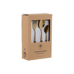 Cutlery Home ESPRIT Golden Stainless steel 2 x 0,4 x 22,5 cm 16 Pie...