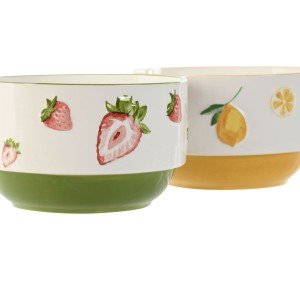 Bol Home ESPRIT Jaune Rouge Vert Porcelaine Moderne 600 ml 15,3 X 1...