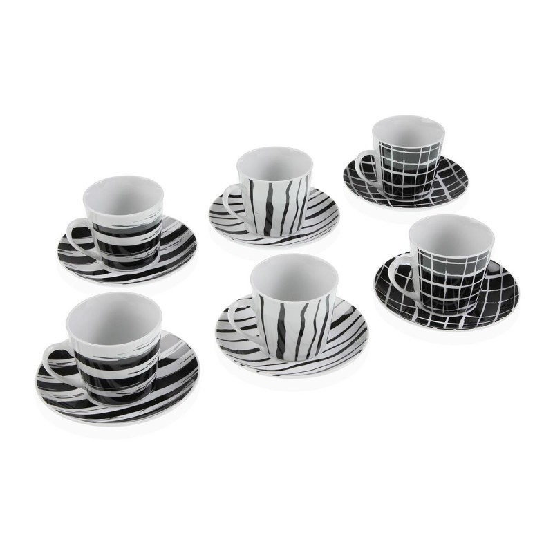 Set of Mugs with Saucers Versa Black Porcelain |  Cups and Thermose...