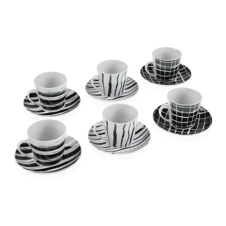 Set of Mugs with Saucers Versa Black Porcelain |  Cups and Thermose...