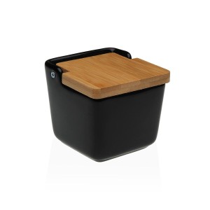 Salzstreuer mit Deckel Versa Schwarz aus Keramik 8,8 x 8,5 x 8,8 cm...