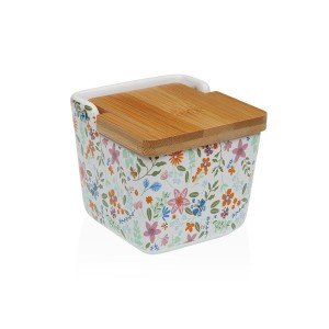 Salt Shaker with Lid Versa Ceramic Flowers 8,8 x 8,5 x 8,8 cm |  Sp...