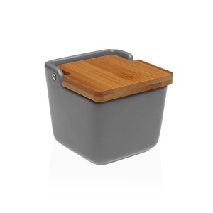 Salière avec couvercle Versa Gris Céramique 8,8 x 8,5 x 8,8 cm |  S...