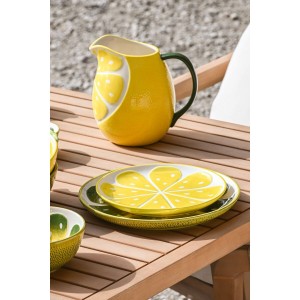 Assiette plate Home ESPRIT Jaune Vert Grès Citron 22,5 x 22,5 x 2,5...