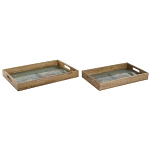 Jeux de plateaux Home ESPRIT Bleu Naturel Bois de manguier 43,5 x 2...