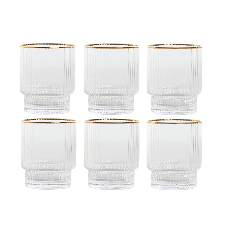 Set of glasses Home ESPRIT Transparent Golden Crystal 320 ml (6 Uni...