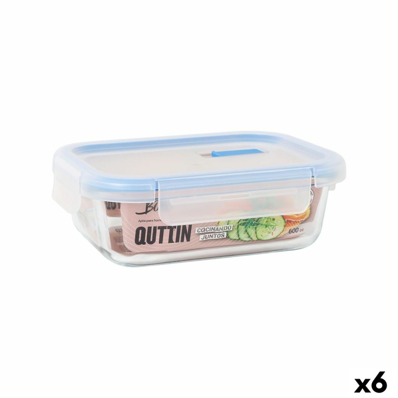 Hermetic Lunch Box Quttin Boho Transparent Rectangular 600 ml (6 Un... Hermetic Lunch Box Quttin Boho Transparent Rectangular 600 ml (6 Un...