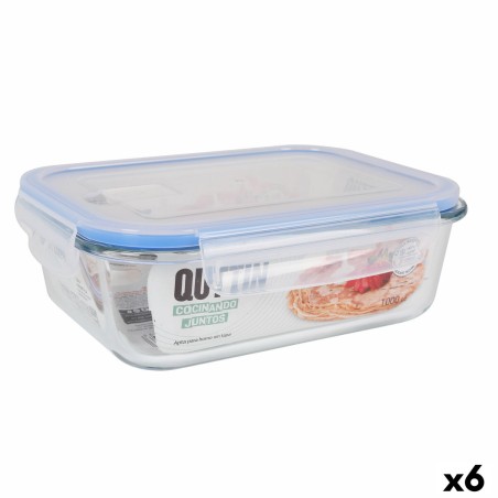 Hermetic Lunch Box Quttin Transparent Rectangular 1L (6 Units) |  L...